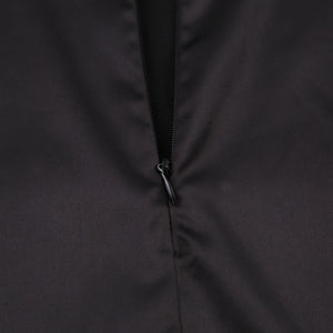 Chic mini dress featuring satin waistband and structured polyester fabric