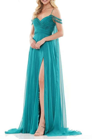 Colors Dress Side-Drapes Long Chiffon A-Line Gown-0