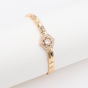 18K gold-plated butterfly clover copper bracelet with elegant charm design and polished finish