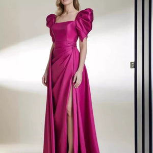 rose red satin gown for special occasions