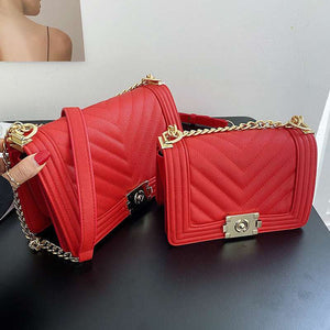 Modern structured messenger handbag with diamond chain strap ideal for parties and stylish daily outfits