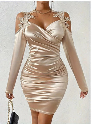 Satin Lace Bodycon Dress
