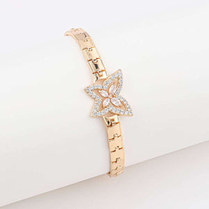 18K gold-plated butterfly clover copper bracelet with elegant charm design and polished finish