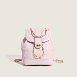 Fashionable rhombus backpack with chain straps