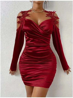 Satin Lace Bodycon Dress