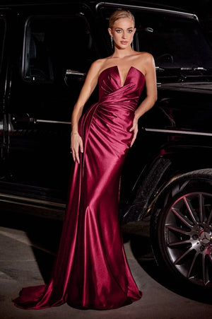 Strapless Satin Fitted Dress