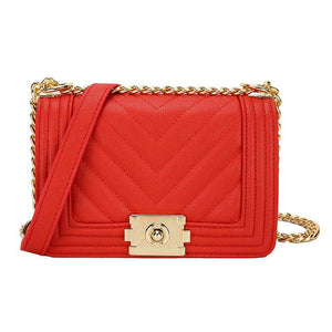 Modern structured messenger handbag with diamond chain strap ideal for parties and stylish daily outfits