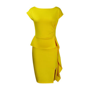 Women's Ruffle Sleeveless Bodycon Midi Dress