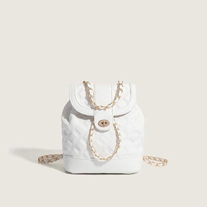 Fashionable rhombus backpack with chain straps