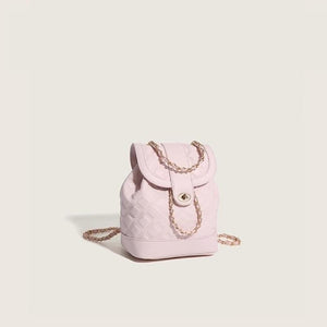 Fashionable rhombus backpack with chain straps