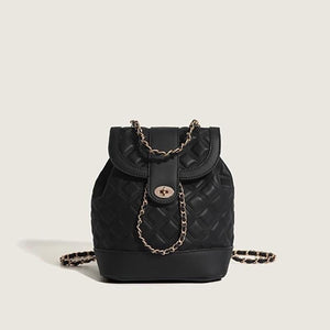 Fashionable rhombus backpack with chain straps