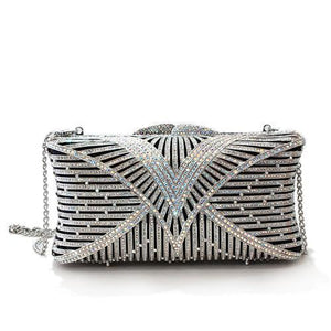 LO2362 - Imitation Rhodium White Metal Clutch with Top Grade Crystal in White-0