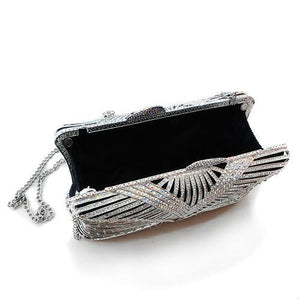 LO2362 - Imitation Rhodium White Metal Clutch with Top Grade Crystal in White-2