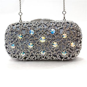 LO2364 - Imitation Rhodium White Metal Clutch with Top Grade Crystal in White-0