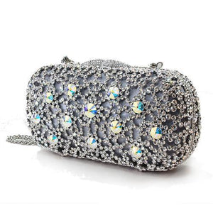 LO2364 - Imitation Rhodium White Metal Clutch with Top Grade Crystal in White-1