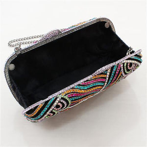 LO2365 - Imitation Rhodium White Metal Clutch with Top Grade Crystal in Multi Color-2