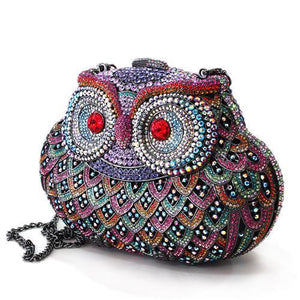 LO2368 - Ruthenium White Metal Clutch with Top Grade Crystal in Multi Color-1