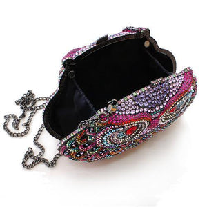 LO2368 - Ruthenium White Metal Clutch with Top Grade Crystal in Multi Color-2