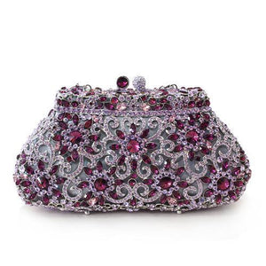 LO2376 - Imitation Rhodium White Metal Clutch with Top Grade Crystal in Multi Color-0