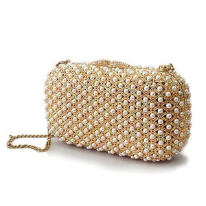 LO2377 - Gold White Metal Clutch with Top Grade Crystal in Multi Color-1