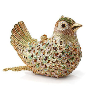 LO2378 - Gold White Metal Clutch with Top Grade Crystal in Multi Color-1