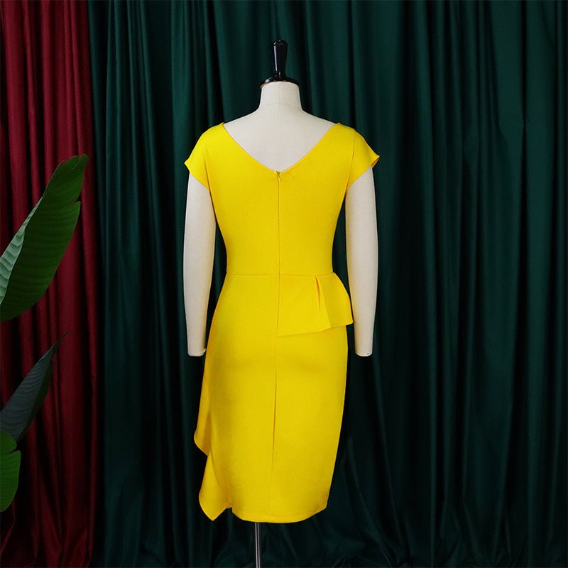 Women's Ruffle Sleeveless Bodycon Midi Dress