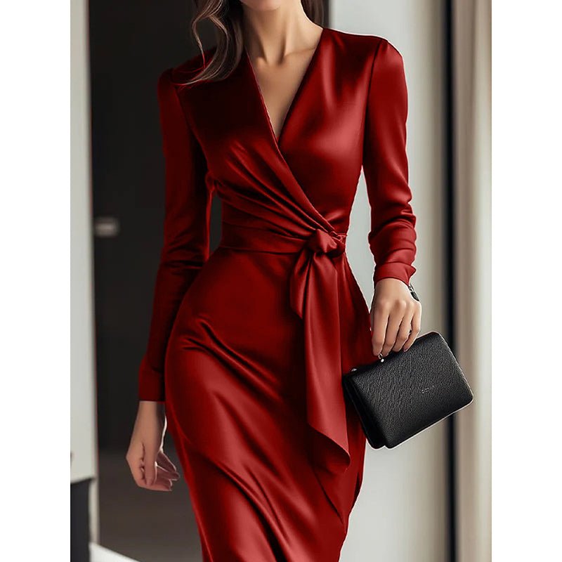 Burgundy Satin Midi