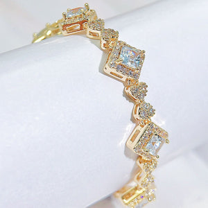 Luxury zircon women's bracelet featuring diamond-like shine and polished metal finish