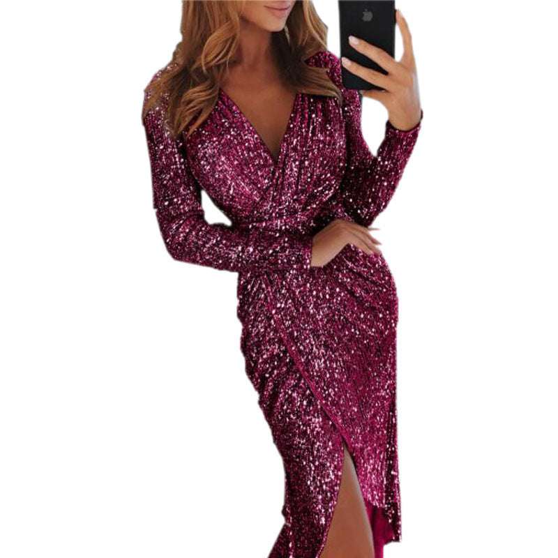 Elegant bronzing bodycon dress for women with sleek fit and shimmering polyester fabric