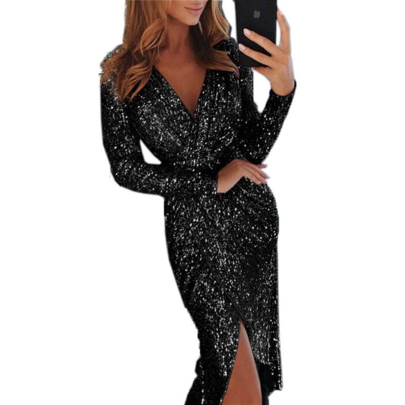 Elegant bronzing bodycon dress for women with sleek fit and shimmering polyester fabric