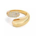 18K gold-plated crystal open ring with sculptural design