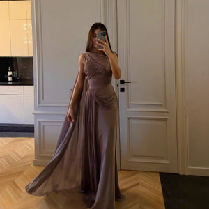 formal ribbon accent evening dress