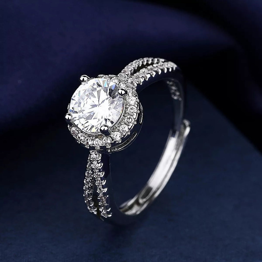 Sterling silver moissanite ring with brilliant center stone