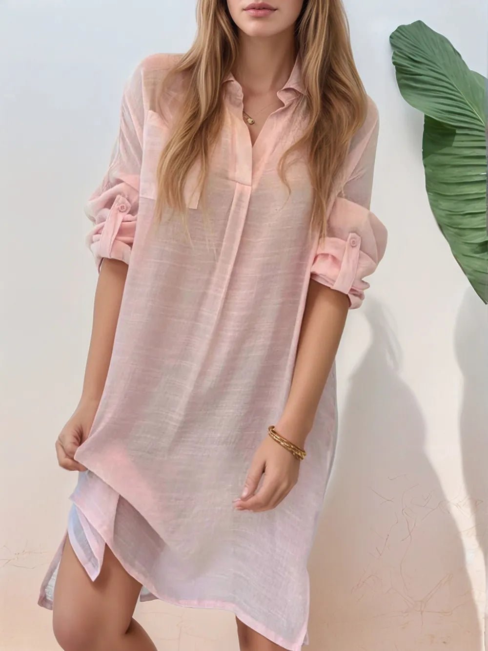 Relaxed mini shirt dress with pockets