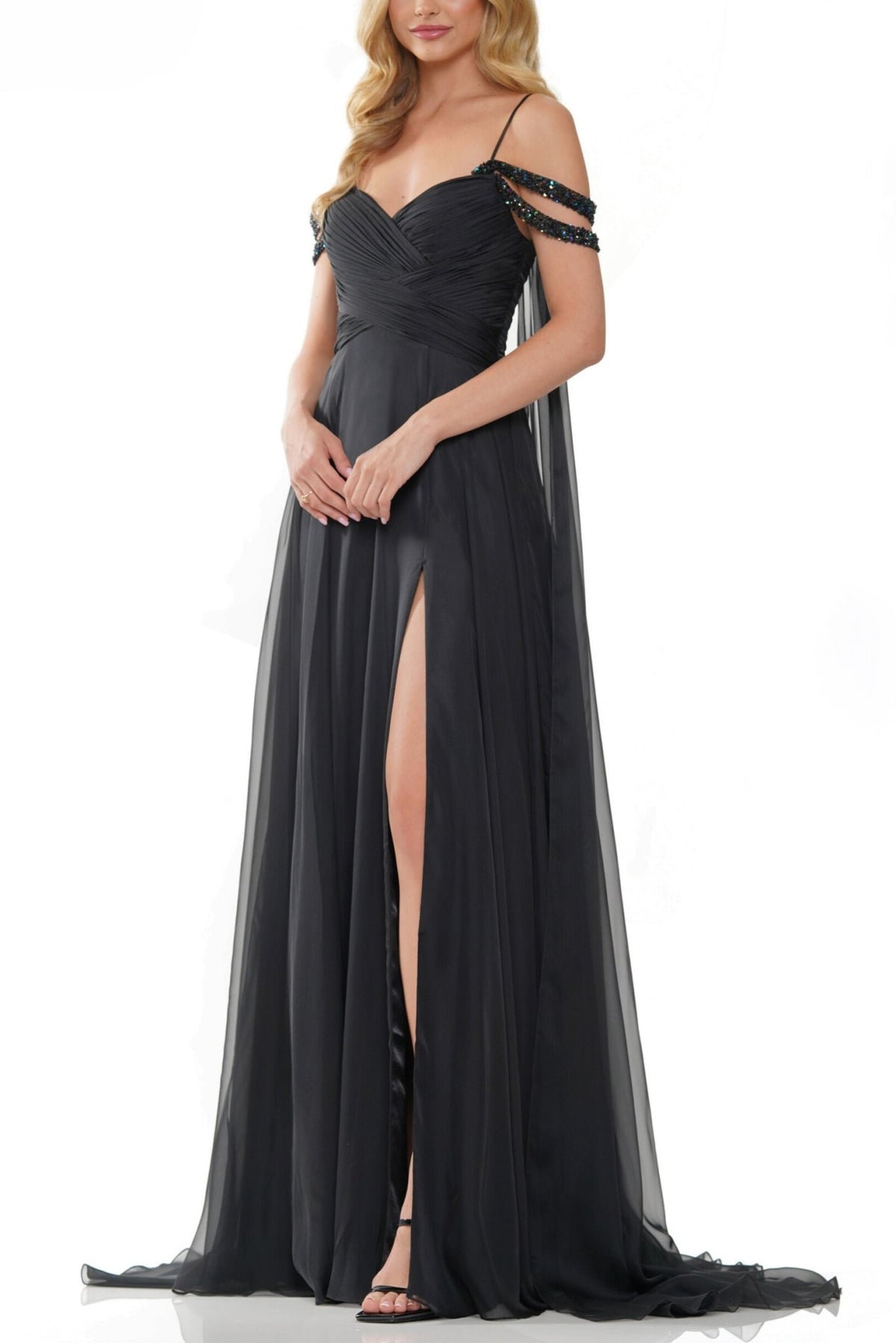 Colors Dress Side-Drapes Long Chiffon A-Line Gown-1