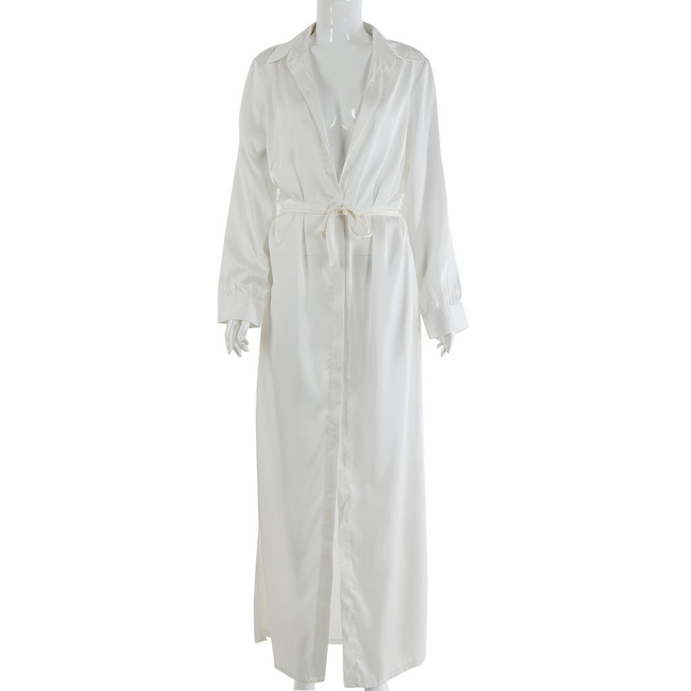 Elegant faux satin long sleeve dress for formal occasions