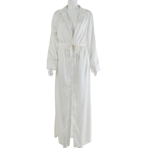 Elegant faux satin long sleeve dress for formal occasions