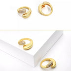 18K gold-plated crystal open ring with sculptural design