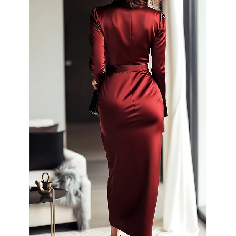 Burgundy Satin Midi