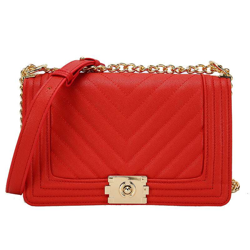 Modern structured messenger handbag with diamond chain strap ideal for parties and stylish daily outfits