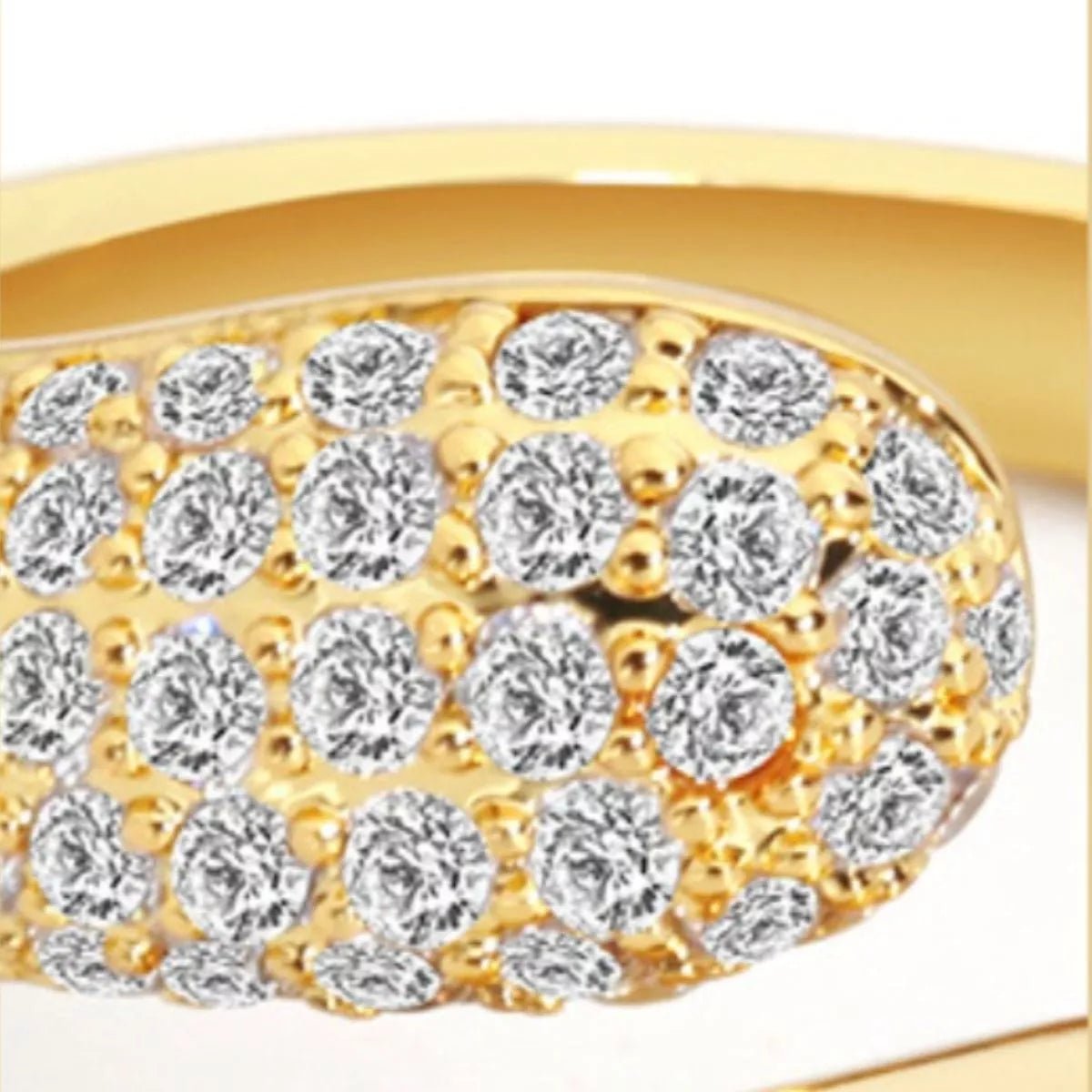 18K gold-plated crystal open ring with sculptural design