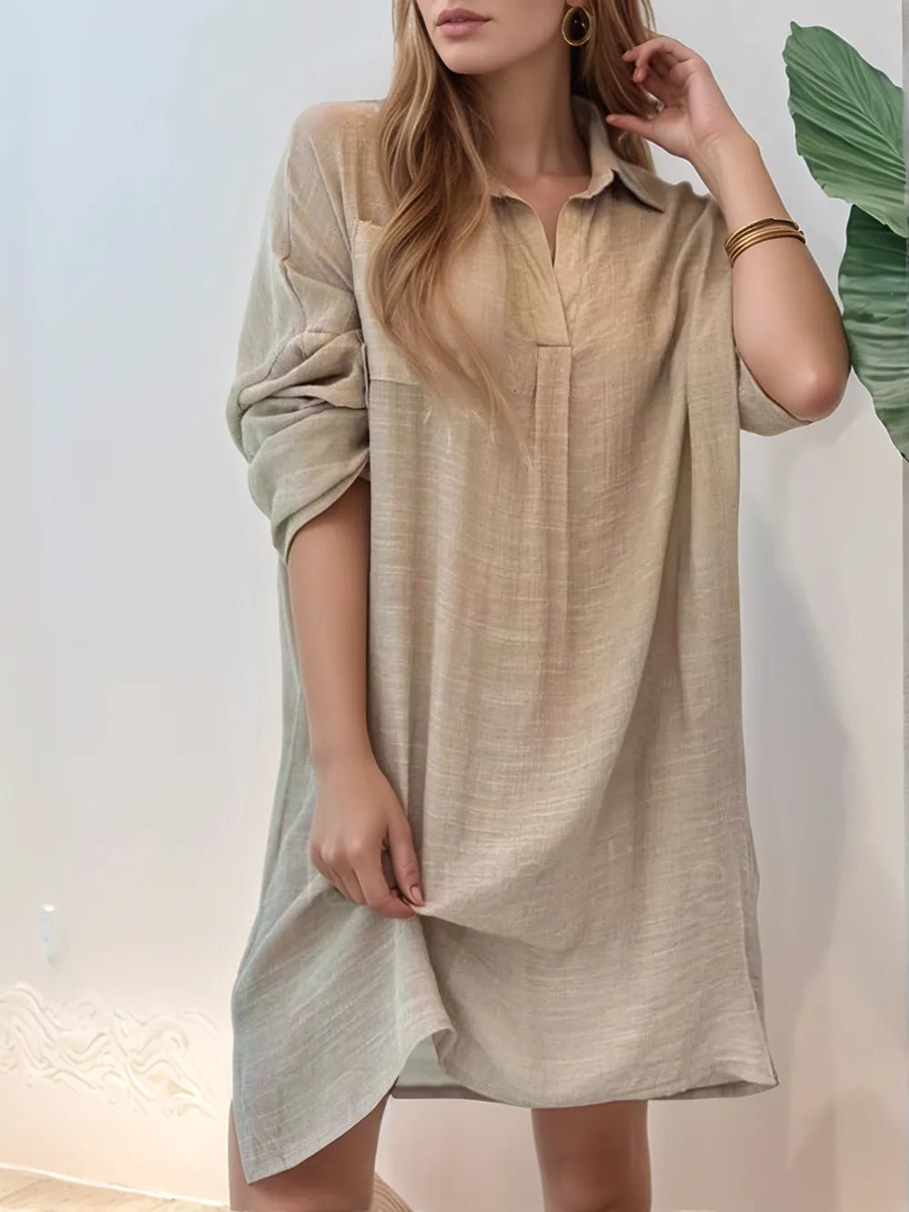 Relaxed mini shirt dress with pockets