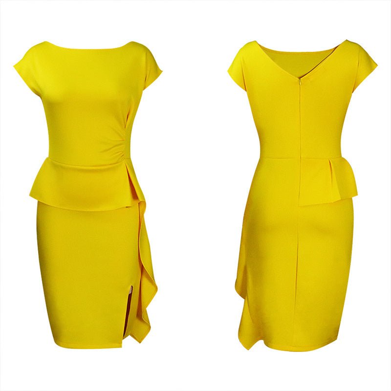 Women's Ruffle Sleeveless Bodycon Midi Dress