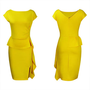 Women's Ruffle Sleeveless Bodycon Midi Dress