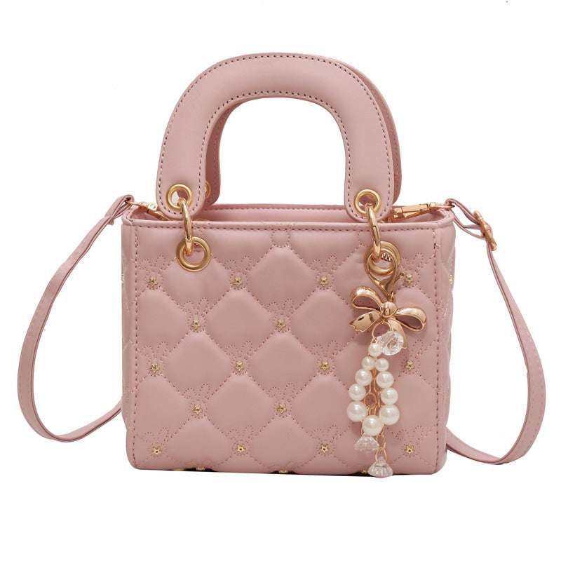 Stylish diamond embroidery polyester shoulder bag featuring intricate threadwork and a chic lightweight design