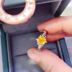 Argent Amber Moissanite Ring