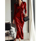 Burgundy Satin Midi