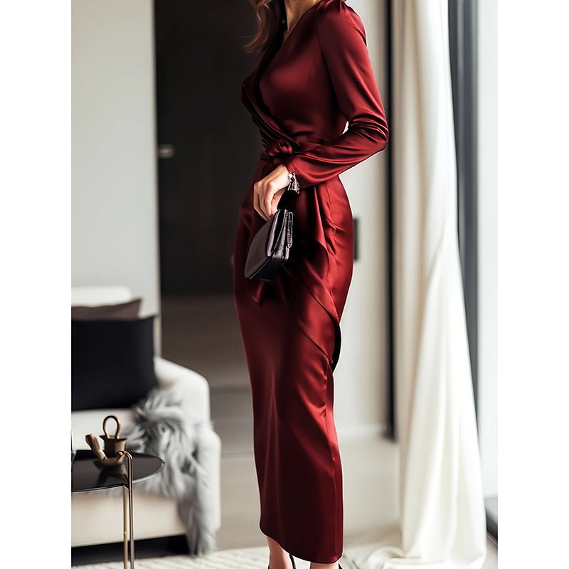 Burgundy Satin Midi