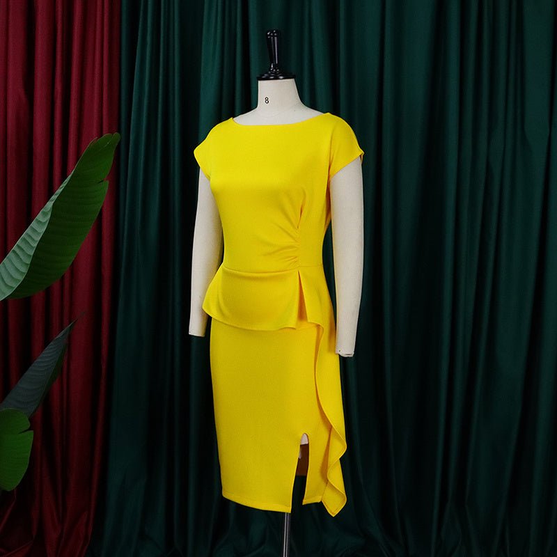 Women's Ruffle Sleeveless Bodycon Midi Dress