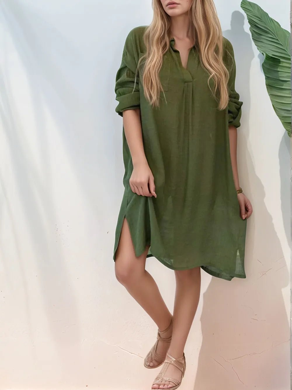 Relaxed mini shirt dress with pockets